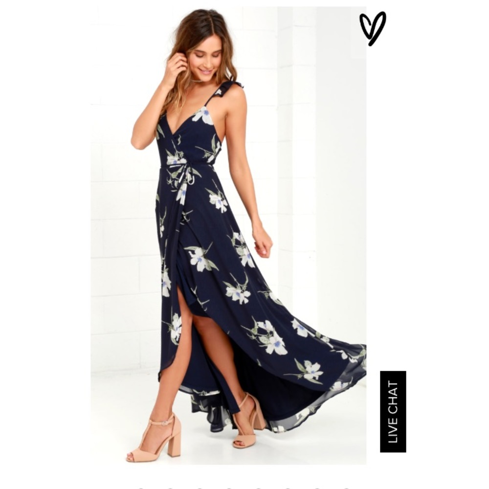 LuLus floral wrap dress